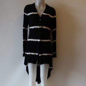 ECOSKIN BLK/WHT TIE DYE LONG CARDIGAN TOP SZ S*